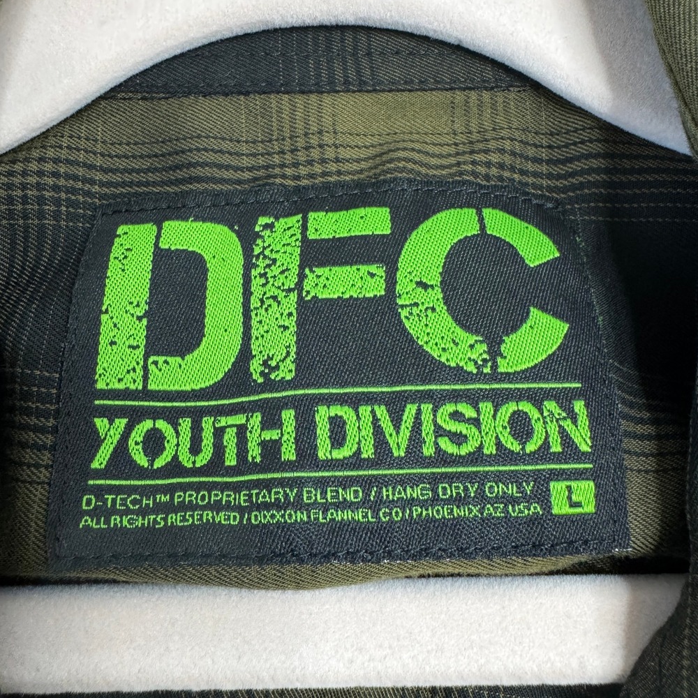 DIXXON DFC Youth Boys Short Sleeve Button Up Shirt LG Plaid‎ Dk Green Black - Picture 2 of 7